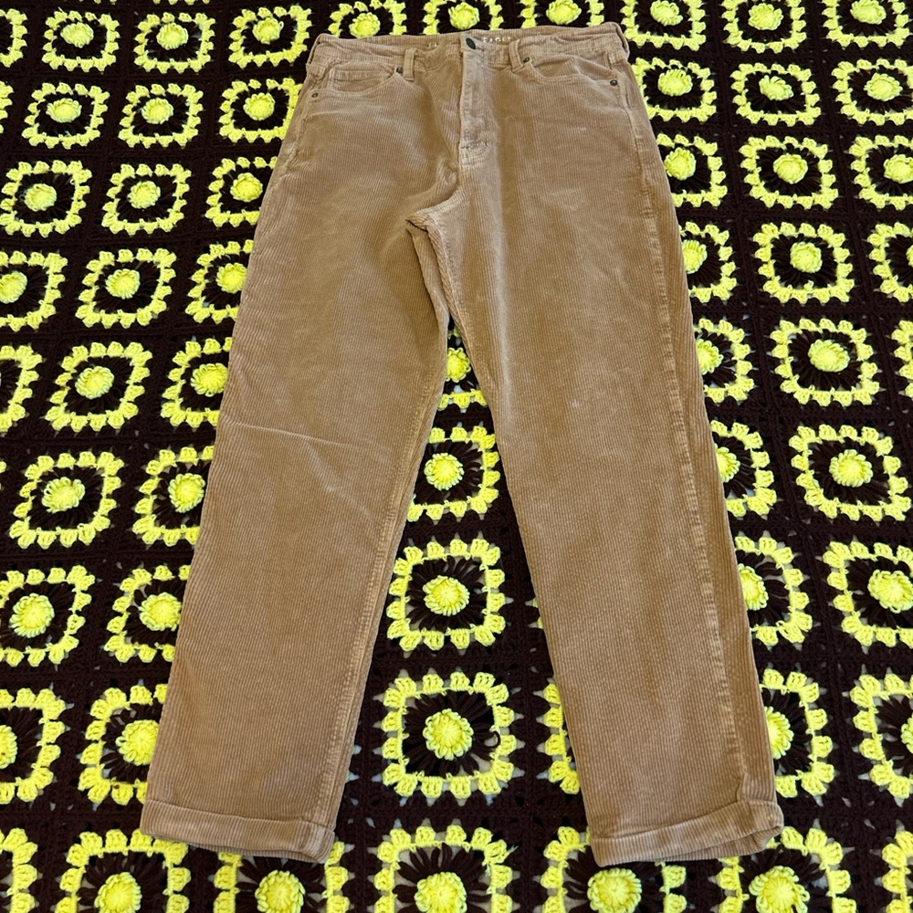 American Eagle Outfitters Mustard Corduroy High Waisted Straight Leg Pants Sz 14